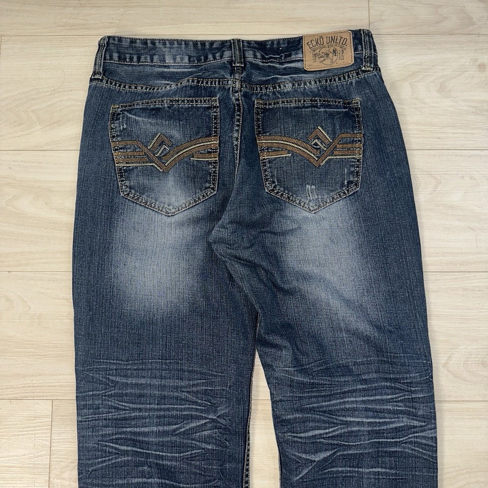 Vintage Y2K Ecko Unltd Embroidered Jeans Size 34x31 Baggy Relaxed Blue Denim - Picture 6 of 11